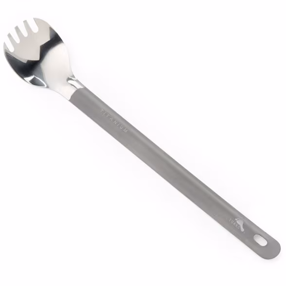 Titanium Long Handle Spork with Polished Bowl